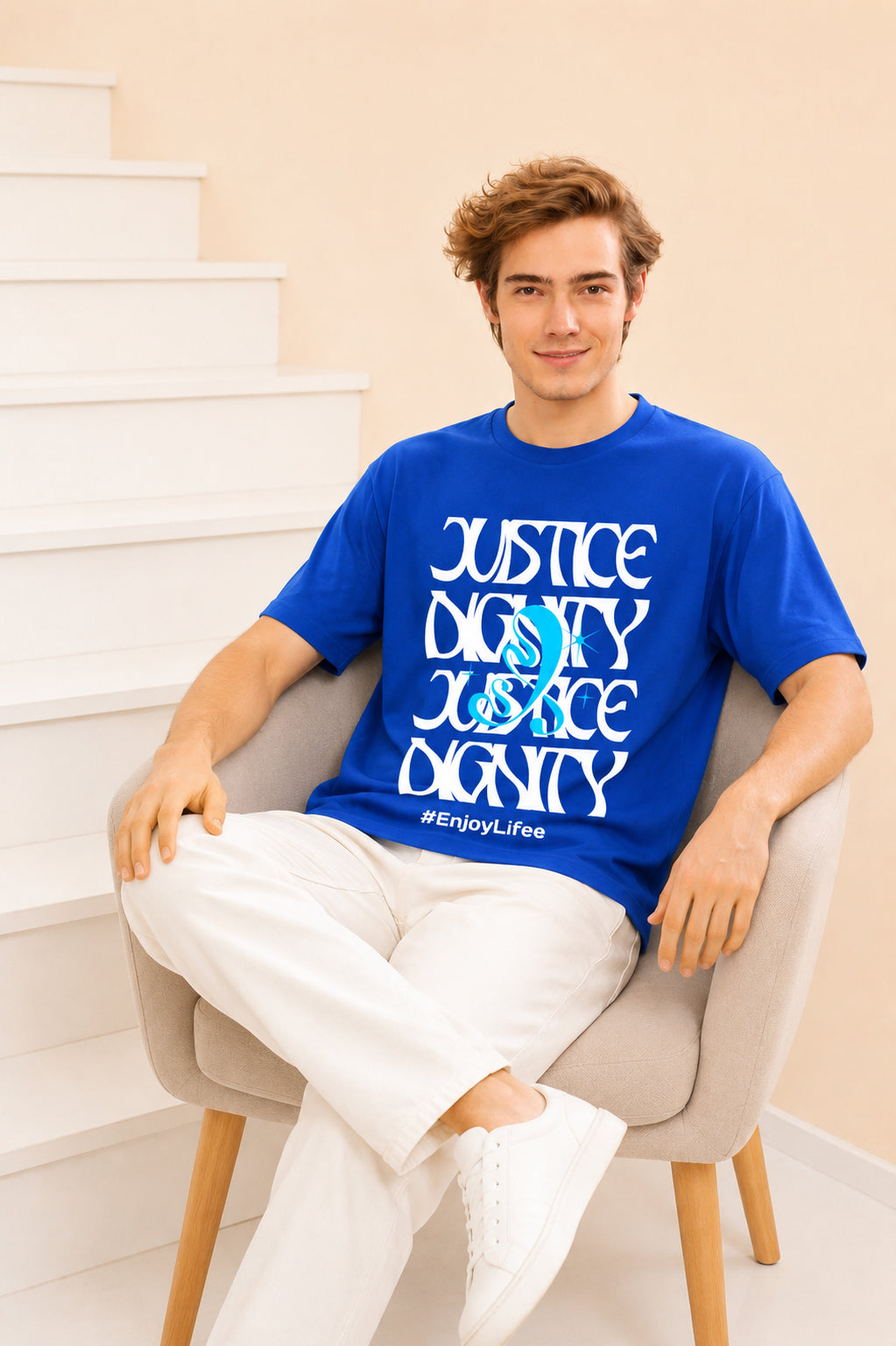 Faltu.co Justice Dignity Men’s Printed Oversized Baggy Fit Rich Soft Cotton Fabric T-shirt