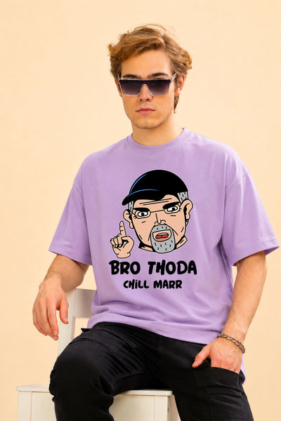Faltu.co Bro Thoda Chill Kar Men’s Printed Oversized Baggy Fit Rich Soft Cotton Fabric T-shirt