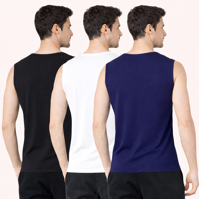 Faltu.co Pack of 3 Multicolour Men Cotton Gym Vest Breathable Sleeveless Sando