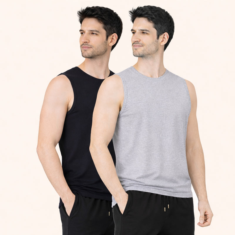 Faltu.co Pack of 2 Multicolour Men Cotton Gym Vest Breathable Sleeveless Sando