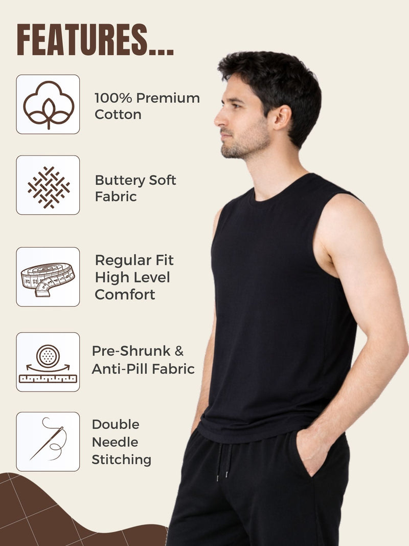 Faltu.co Men Cotton Gym Vest Breathable Sleeveless Sando