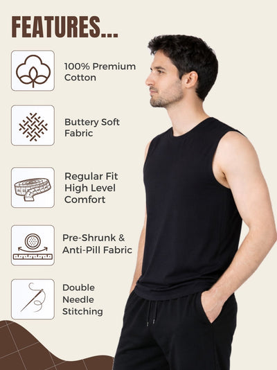 Faltu.co Men Cotton Gym Vest Breathable Sleeveless Sando