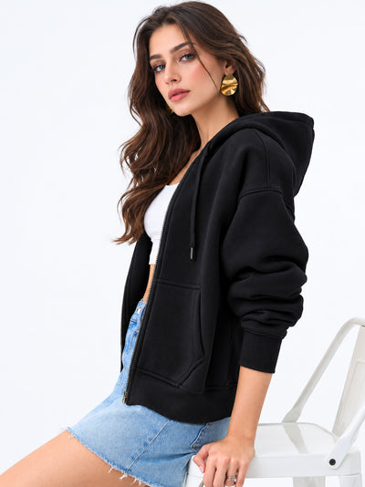 Women’s Plain Zipper Hooded Hoodie Stylish & Comfortable