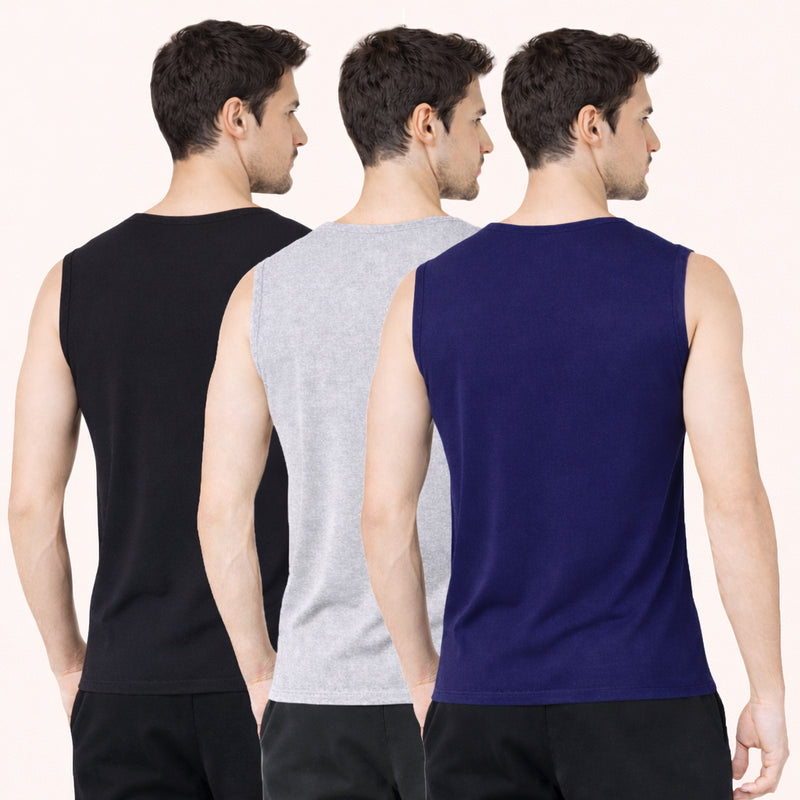 Faltu.co Pack of 3 Multicolour Men Cotton Gym Vest Breathable Sleeveless Sando