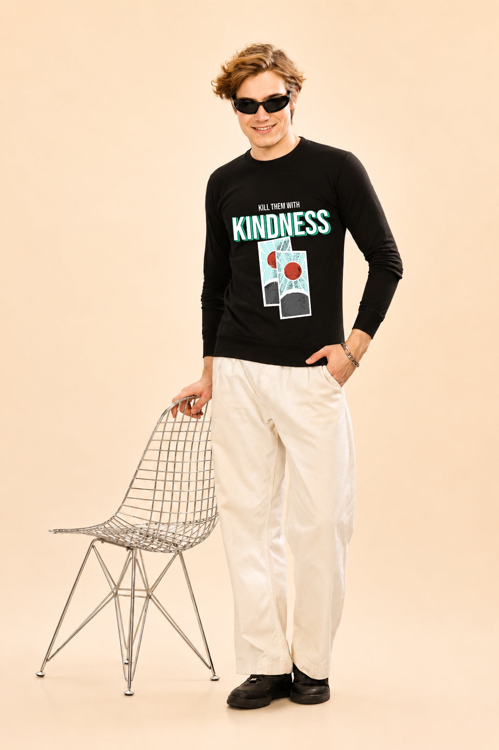 Kill Them With Kindness Printed Men’s Full Sleeve Premium Pure Cotton Sweatshirt