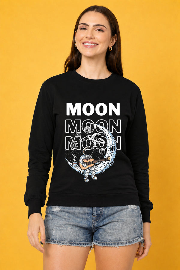Moon 3 Printed Women’s Cozy & Stylish Full Sleeve Pastel Colour Sweatshirt