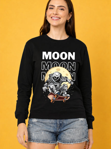 Moon 1 Printed Women’s Cozy & Stylish Full Sleeve Pastel Colour Sweatshirt