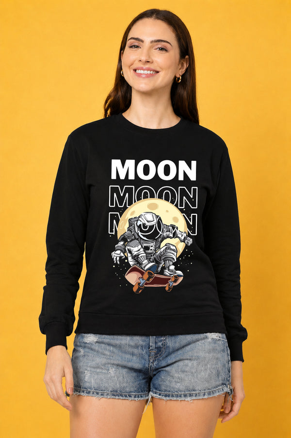 Moon 1 Printed Women’s Cozy & Stylish Full Sleeve Pastel Colour Sweatshirt