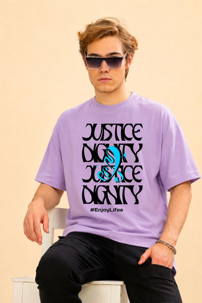Faltu.co Justice Dignity Men’s Printed Oversized Baggy Fit Rich Soft Cotton Fabric T-shirt