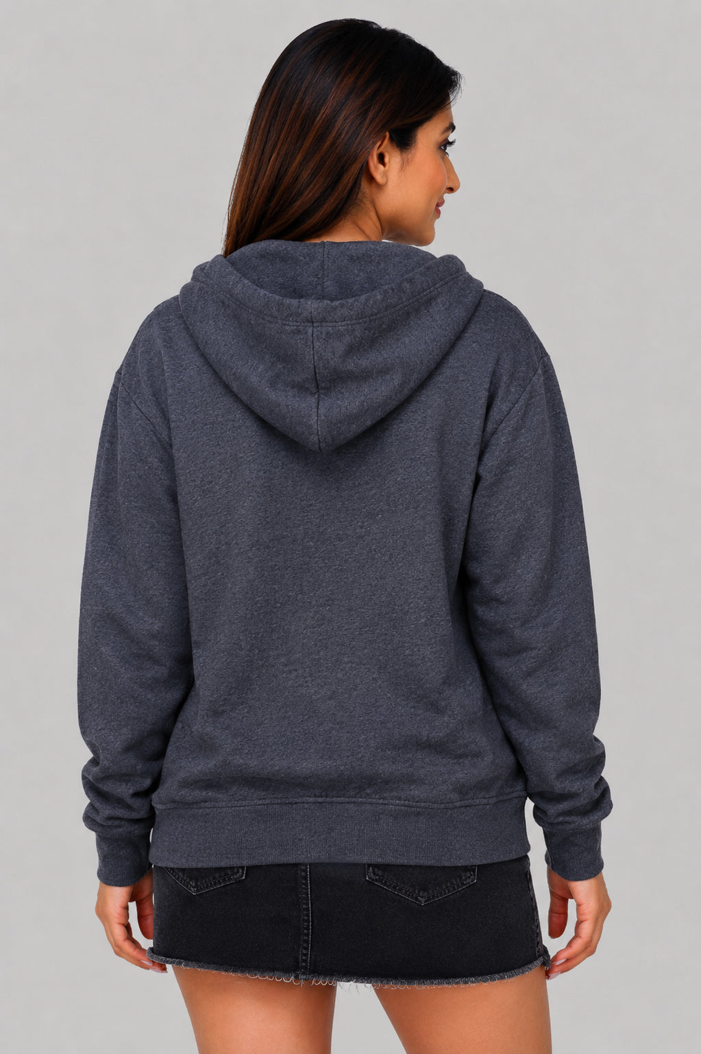 Women’s Charcoal Grey Zipper Hooded Hoodie Stylish & Premium Comfort