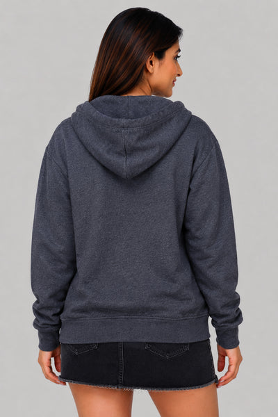 Women’s Charcoal Grey Zipper Hooded Hoodie Stylish & Premium Comfort