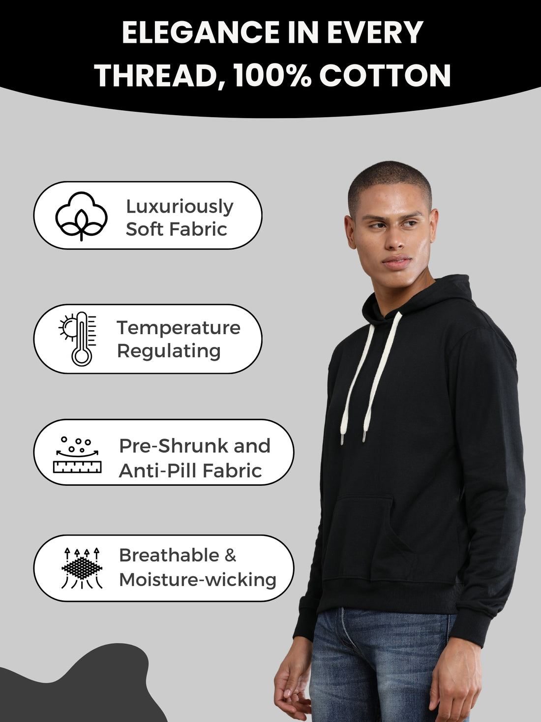 Men Plain Solid Pullover Hooded Hoodie Sweatshirt with 2 Kangaroo Pockets