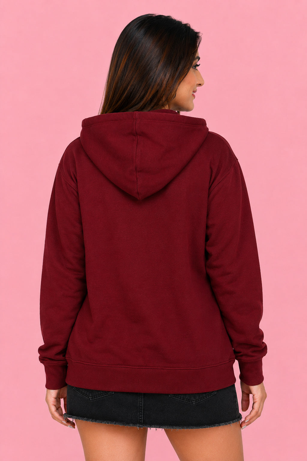 Women’s Maroon Zipper Hooded Hoodie Stylish & Premium Comfort
