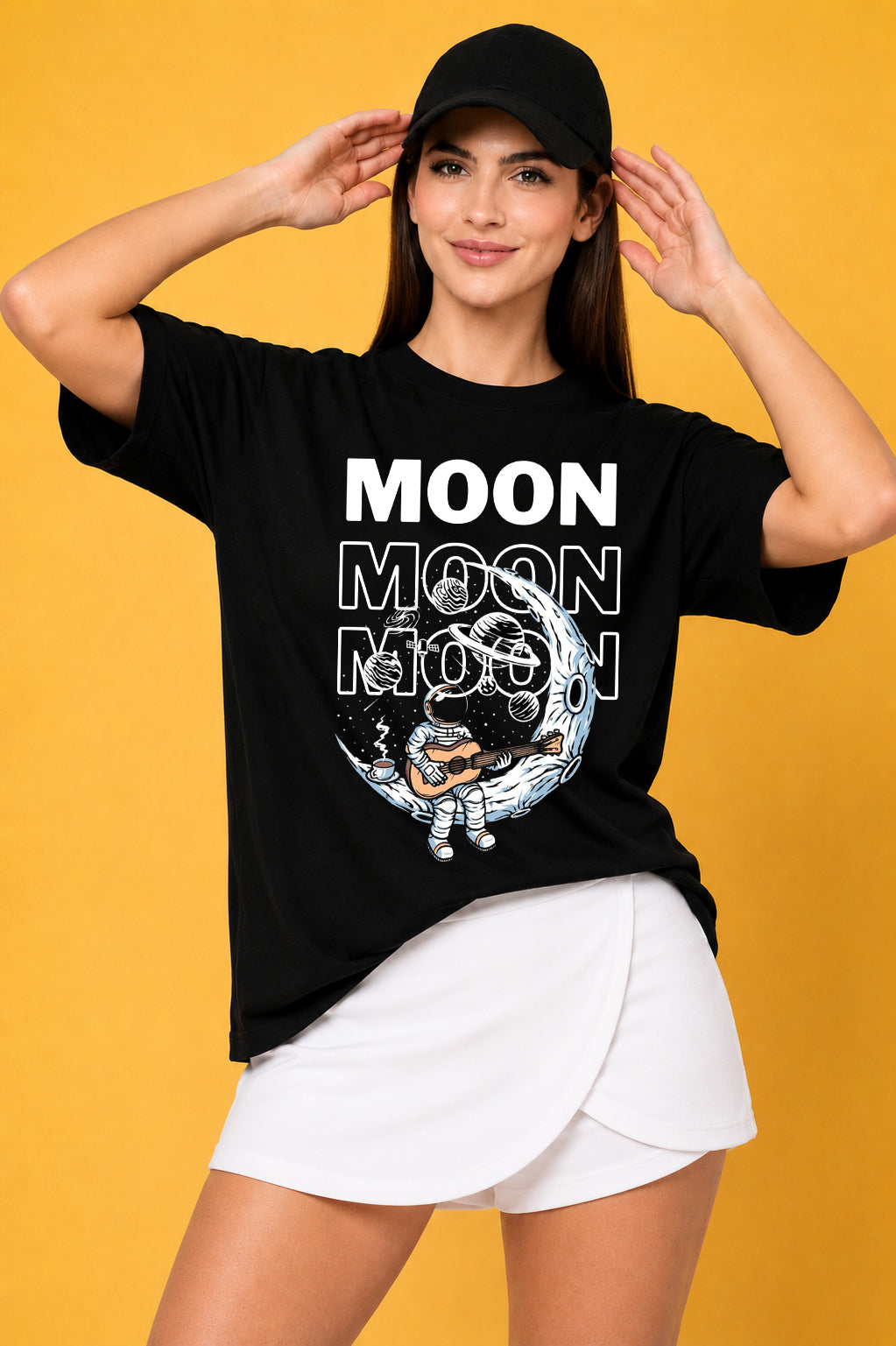 Moon 3 Printed Oversized Baggy Loose Fit T-Shirt