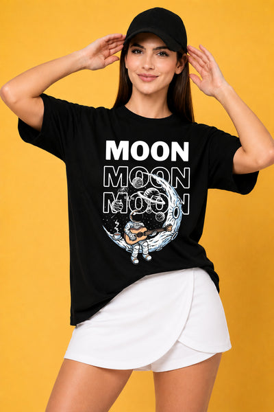 Moon 3 Printed Oversized Baggy Loose Fit T-Shirt