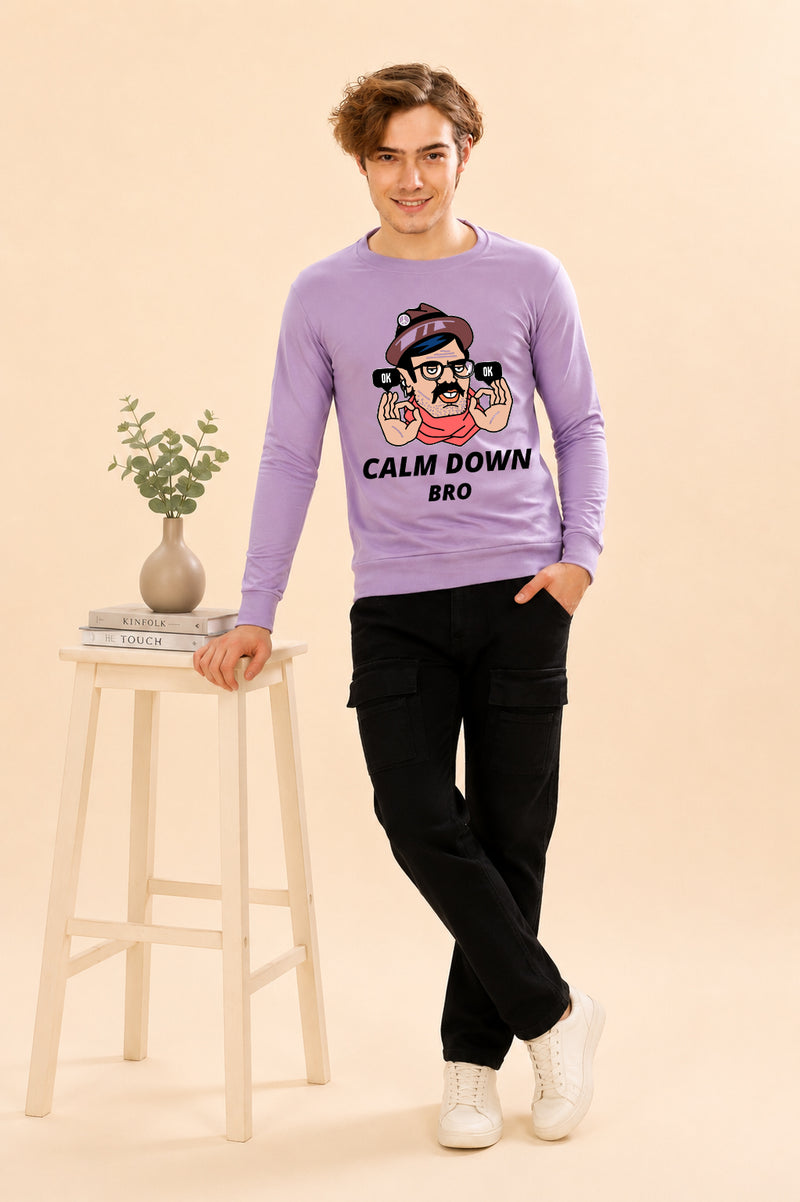 Faltu.co Calm Dawn Bro Printed Men’s Full Sleeve Premium Pure Cotton Sweatshirt