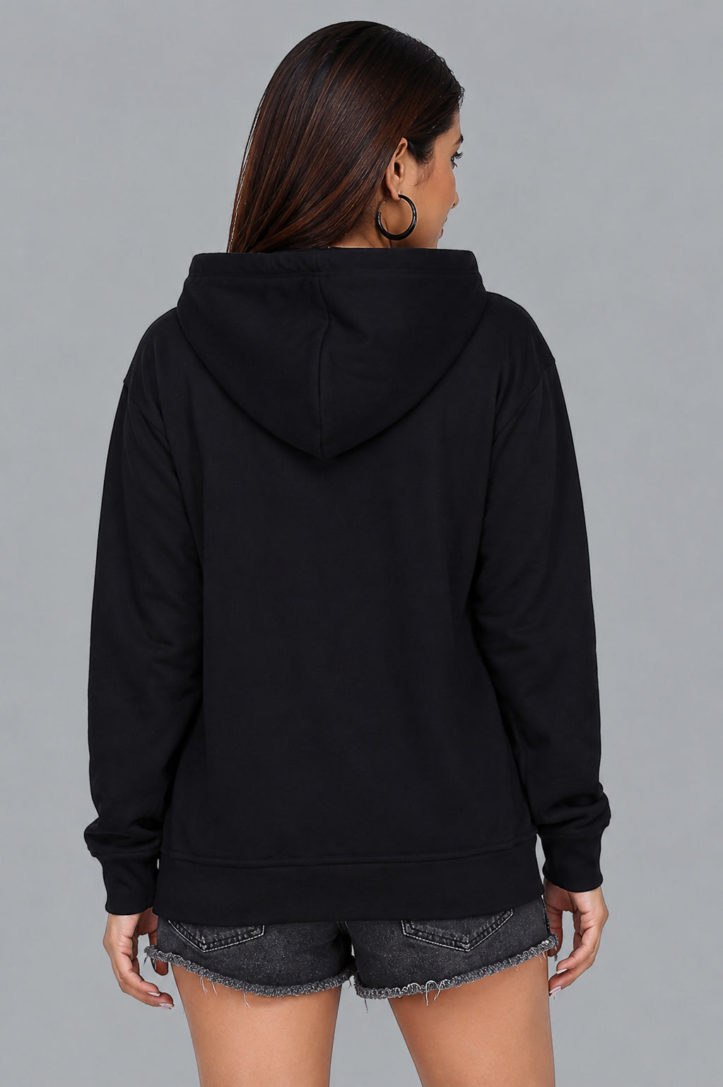 Women’s Black Zipper Hooded Hoodie Stylish & Premium Comfort