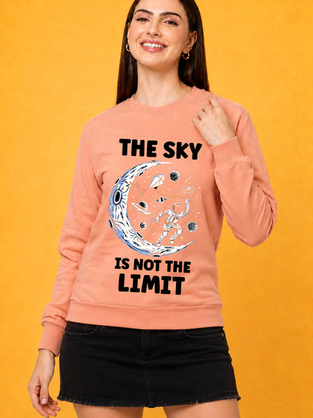 The Sky Is The Limit Printed Women’s Cozy & Stylish Full Sleeve Pastel Colour Sweatshirt