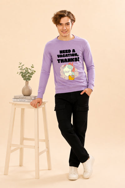 Faltu.co Need A Vacation Thanks Printed Men’s Full Sleeve Premium Pure Cotton Sweatshirt