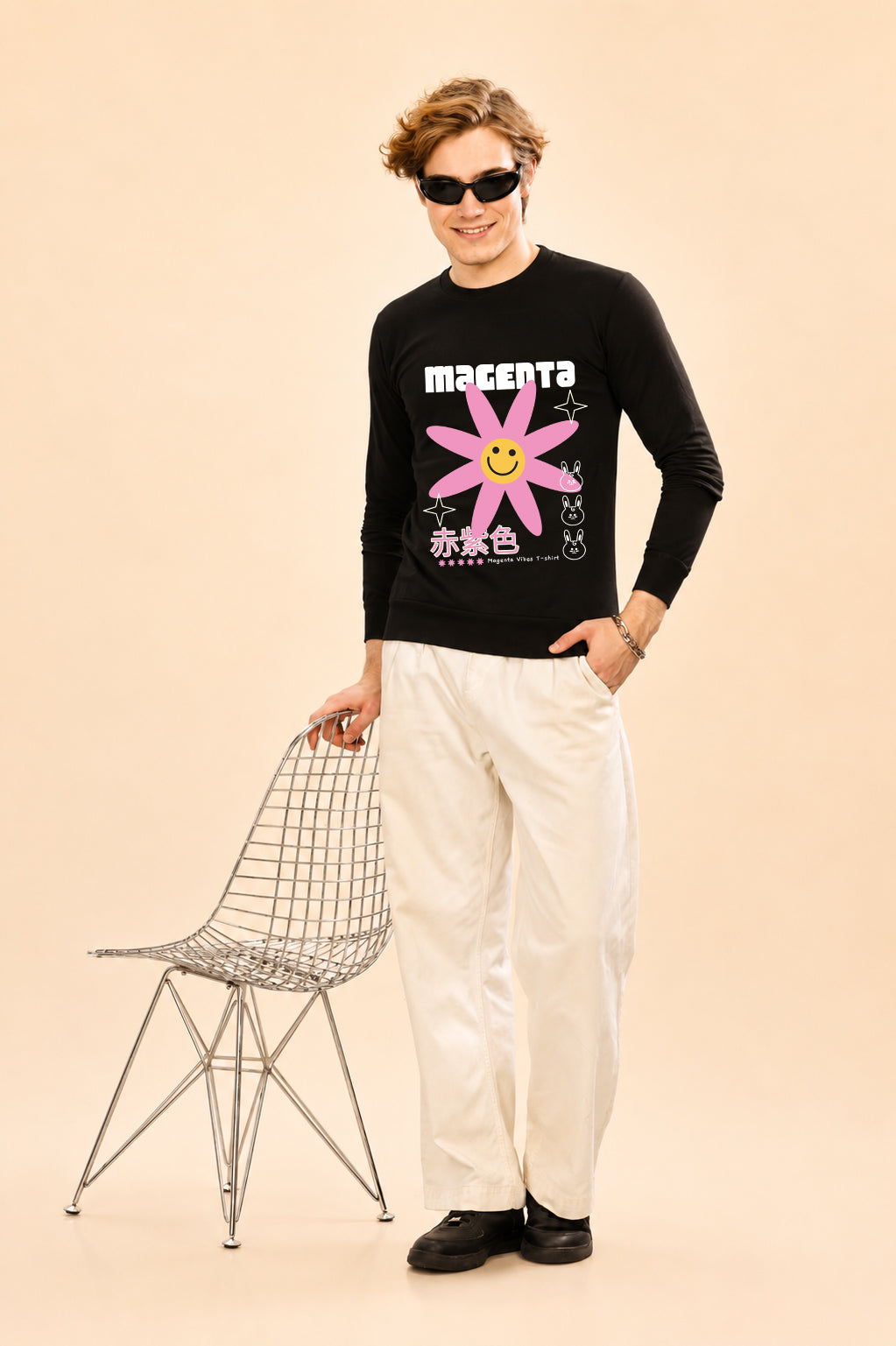 Magenta Printed Men’s Full Sleeve Premium Pure Cotton Sweatshirt