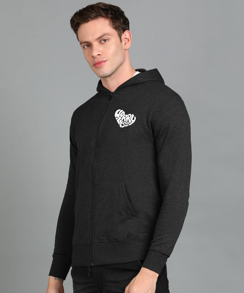 Worry Less Men’s Zipper Hooded Hoodie | Comfortable & Stylish Look