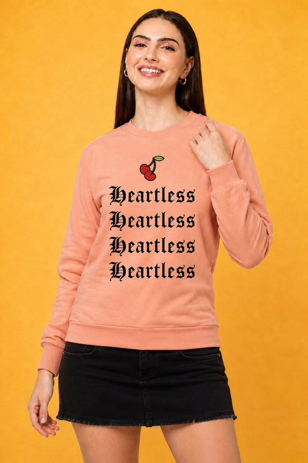 Heartless Printed Women’s Cozy & Stylish Full Sleeve Pastel Colour Sweatshirt