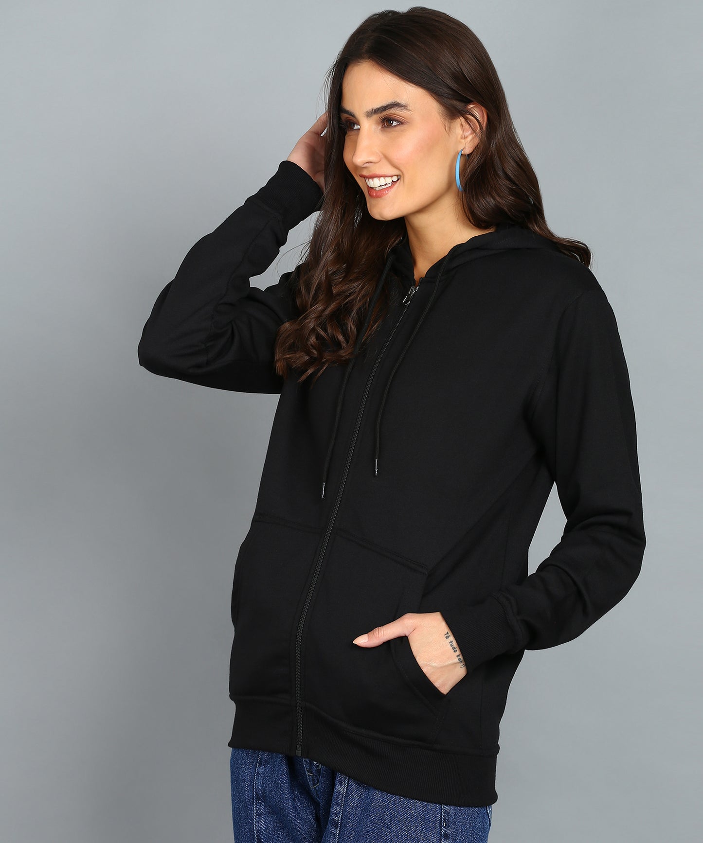 Women’s Plain Zipper Hooded Hoodie Stylish & Comfortable