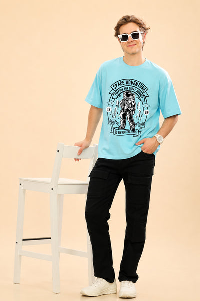 Faltu.co Space Adventure Men’s Printed Oversized Baggy Fit Rich Soft Cotton Fabric T-shirt