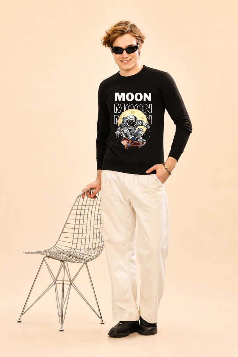 Faltu.co Moon Printed Men’s Full Sleeve Premium Pure Cotton Sweatshirt