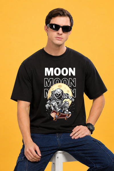 Faltu.co Moon Men’s Printed Oversized Baggy Fit Rich Soft Cotton Fabric T-shirt