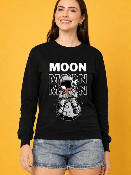 Moon 2 Printed Women’s Cozy & Stylish Full Sleeve Pastel Colour Sweatshirt