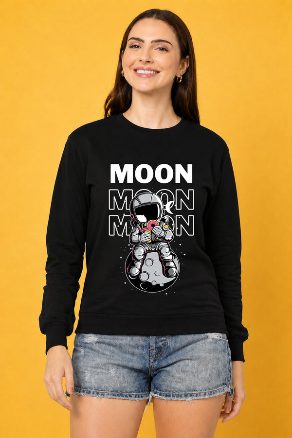Moon 2 Printed Women’s Cozy & Stylish Full Sleeve Pastel Colour Sweatshirt