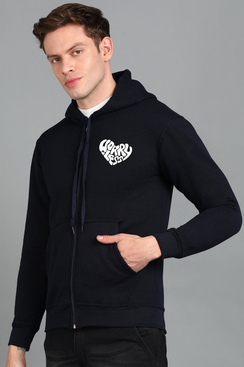 Worry Less Men’s Zipper Hooded Hoodie | Comfortable & Stylish Look