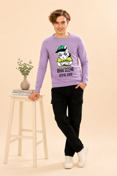 Faltu.co Bhai Kya Scene Hai Printed Men’s Full Sleeve Premium Pure Cotton Sweatshirt