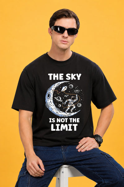 Faltu.co The Sky Is the Limit Men’s Printed Oversized Baggy Fit Rich Soft Cotton Fabric T-shirt