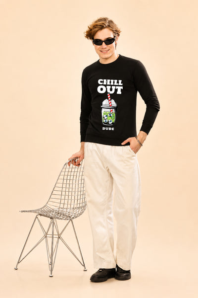 Chill Out Dude Printed Men’s Full Sleeve Premium Pure Cotton Sweatshirt