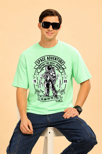 Faltu.co Space Adventure Men’s Printed Oversized Baggy Fit Rich Soft Cotton Fabric T-shirt