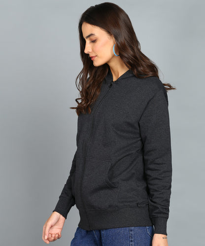 Women’s Plain Zipper Hooded Hoodie Stylish & Comfortable