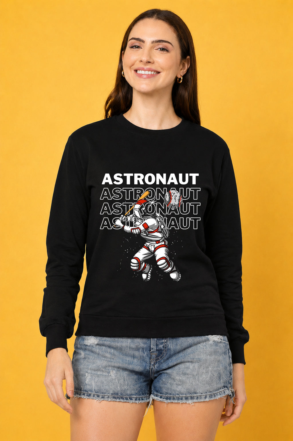 Astronaut 2 Printed Women’s Cozy & Stylish Full Sleeve Pastel Colour Sweatshirt