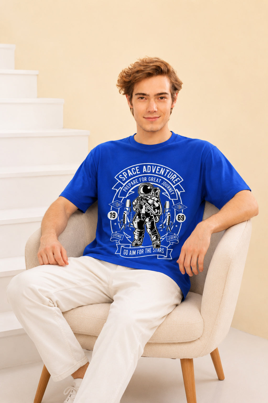 Faltu.co Space Adventure Men’s Printed Oversized Baggy Fit Rich Soft Cotton Fabric T-shirt