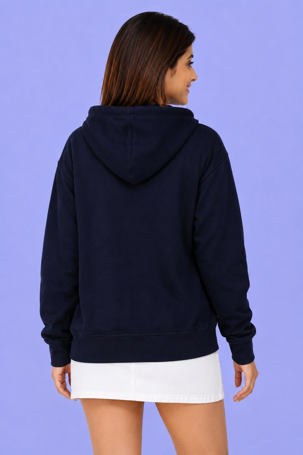Women’s Navy Blue Zipper Hooded Hoodie Stylish & Premium Comfort