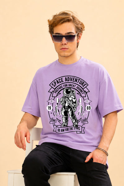 Faltu.co Space Adventure Men’s Printed Oversized Baggy Fit Rich Soft Cotton Fabric T-shirt