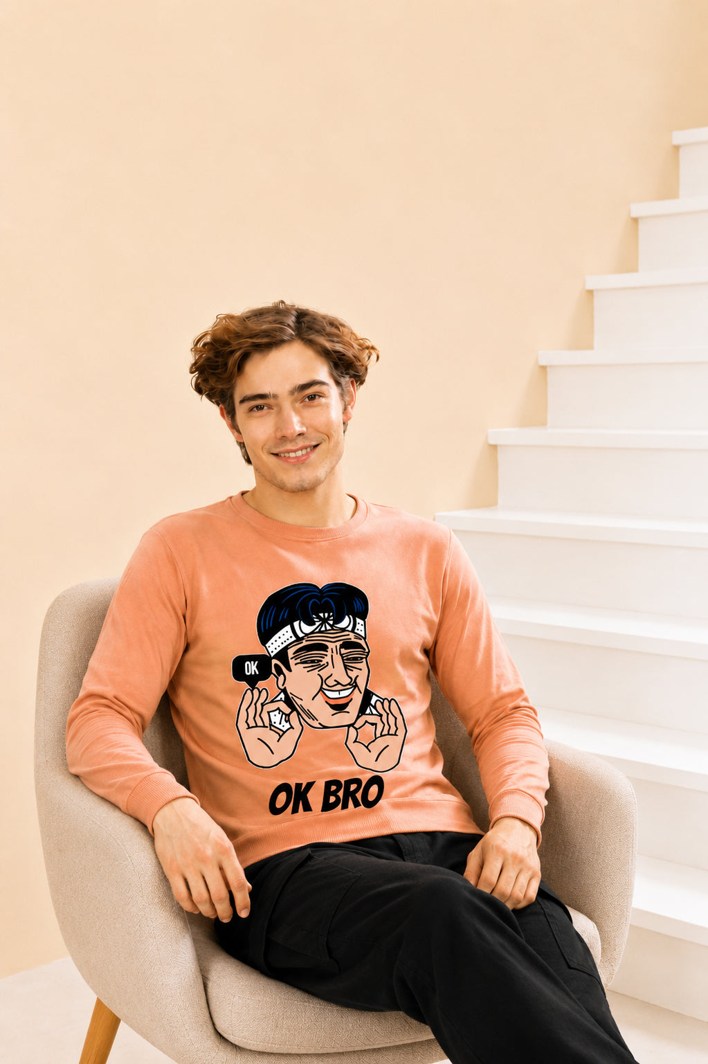 Faltu.co Ok Bro Printed Men’s Full Sleeve Premium Pure Cotton Sweatshirt