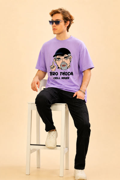 Faltu.co Bro Thoda Chill Kar Men’s Printed Oversized Baggy Fit Rich Soft Cotton Fabric T-shirt