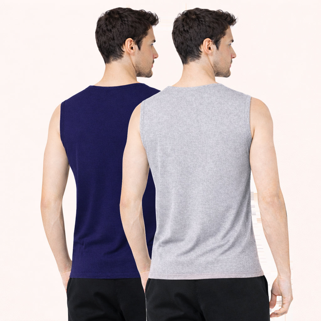 Faltu.co Pack of 2 Multicolour Men Cotton Gym Vest Breathable Sleeveless Sando