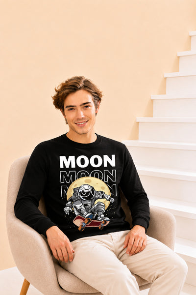 Faltu.co Moon Printed Men’s Full Sleeve Premium Pure Cotton Sweatshirt