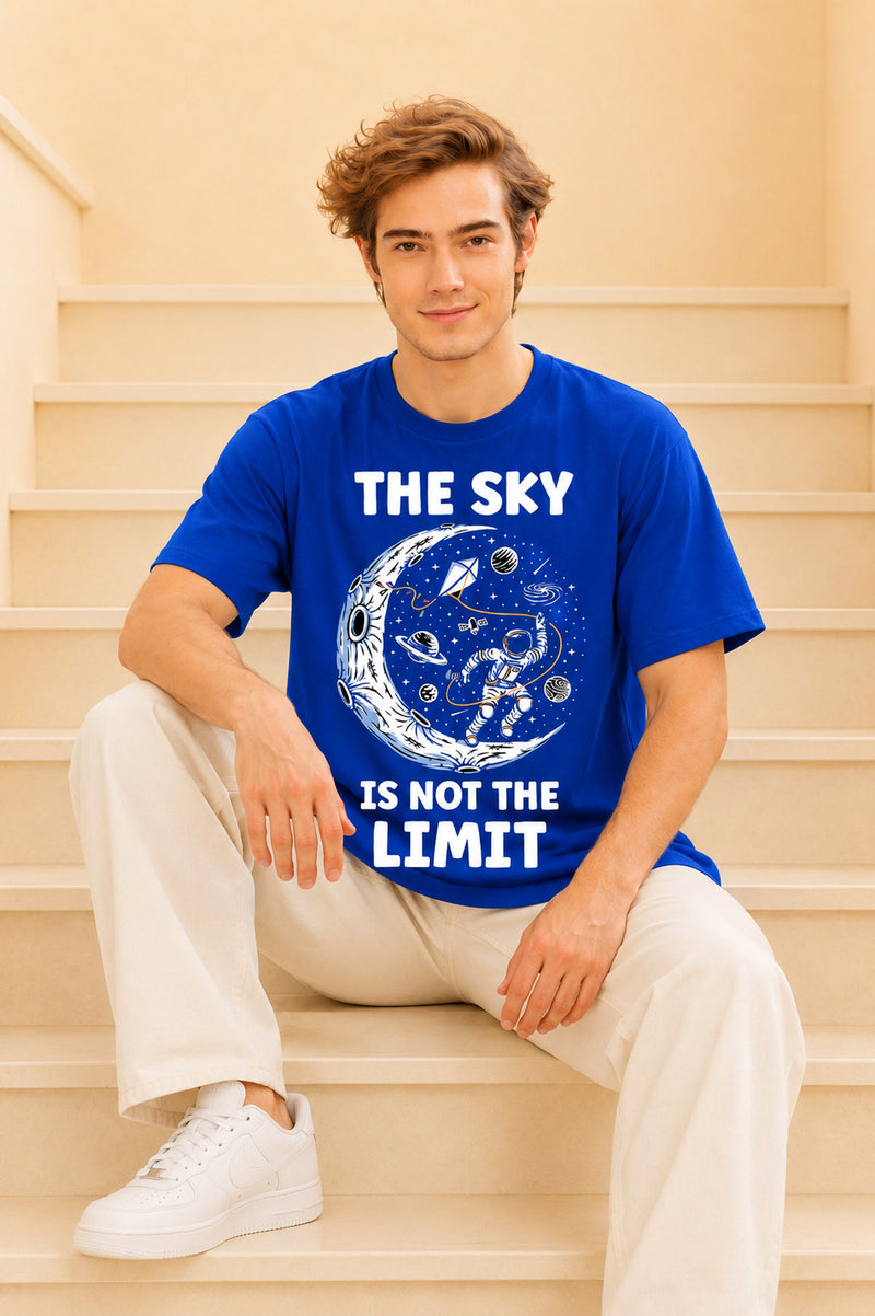 Faltu.co The Sky Is the Limit Men’s Printed Oversized Baggy Fit Rich Soft Cotton Fabric T-shirt