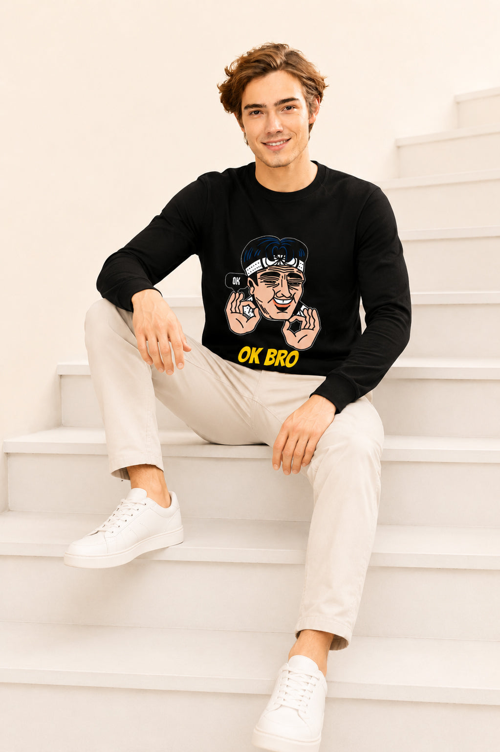 Faltu.co Ok Bro Printed Men’s Full Sleeve Premium Pure Cotton Sweatshirt