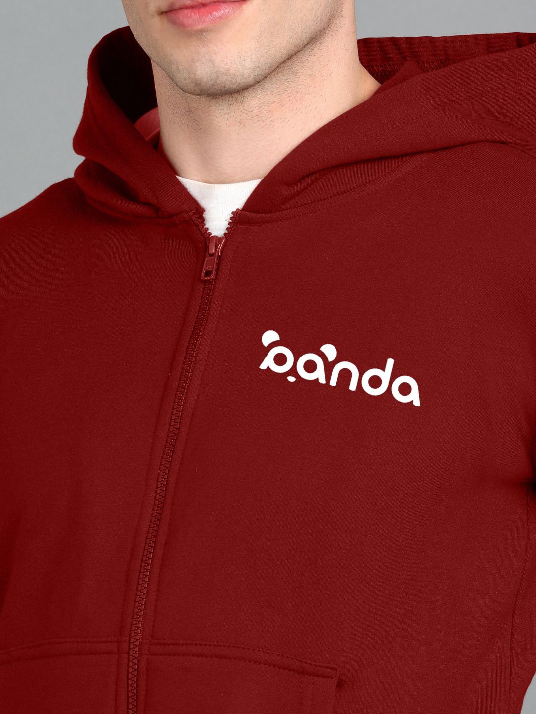 Panda Printed Men Winter Full Sleeve Zipper Hooded Hoodie with 2 Kangaroo Pockets
