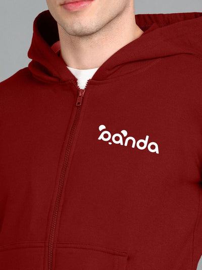 Panda Printed Men Winter Full Sleeve Zipper Hooded Hoodie with 2 Kangaroo Pockets